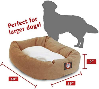 Majestic Pet Sherpa Bagel Dog Bed, 40 Inch Large, Round, Washable, Khaki