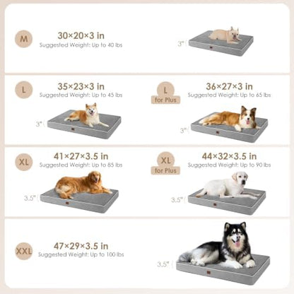 EHEYCIGA Extra Large Waterproof Dog Bed Mat Washable, 44x32Inch, Grey
