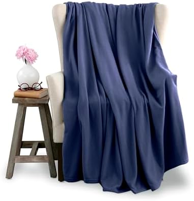 Microfleece Queen Size Blanket | Supersoft Lightweight Throw Blanket | All-Season Comfort | Navy
