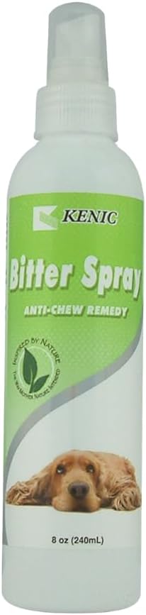 Kenic Anti-Chew Bitter Spray Deterrent for Dogs & Cats, Anti-Lick, No-Chew Training Aid, Safe for use on Furniture, Paws & Shoes & More, Made in USA