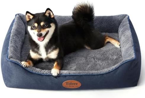 Tidore Orthopedic Dog Bed Medium Size Dog, Durable Egg Crate Foam Sofa Dog Bed with Washable Removable Cover, Waterproof Lining, Pet Beds for Medium Dogs, Navy