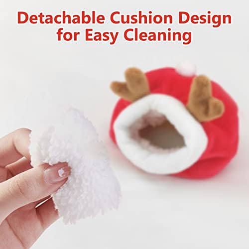WishLotus Hamster Bed, Mini Soft and Warm Hamster House Cute Non-Slip Hamster Sleeping nest Small Animals Bedding House for Dwarf Hamsters, Mini Hedgehogs and Small Pets (red)