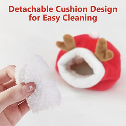 WishLotus Hamster Bed, Mini Soft and Warm Hamster House Cute Non-Slip Hamster Sleeping nest Small Animals Bedding House for Dwarf Hamsters, Mini Hedgehogs and Small Pets (red)