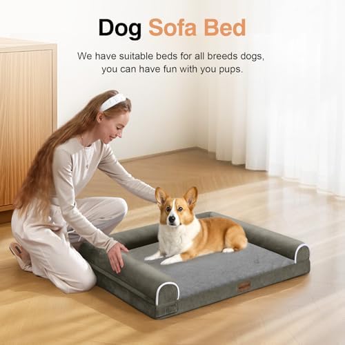 NANUYA Orthopedic Dog Bed for Medium Dogs, 28 x 19 Inch, Dark Green