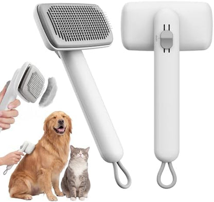 Cat Brushes for Indoor Cat，Pet Steam Brush for Dog Cats Grooming Kit Supplies Hair Grooming for Long Short Hair Cats Dogs (White)