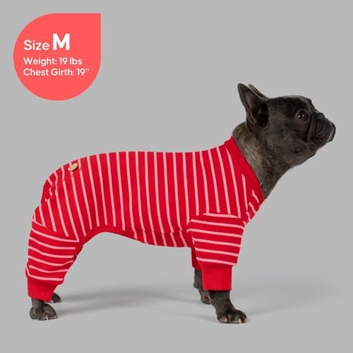 KYEESE Striped Dog Pajamas for Small Dogs Thermal Fleece Onesie Daily Wear