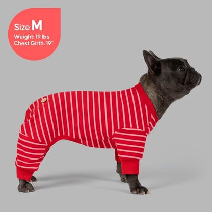 KYEESE Striped Dog Pajamas for Small Dogs Thermal Fleece Onesie Daily Wear