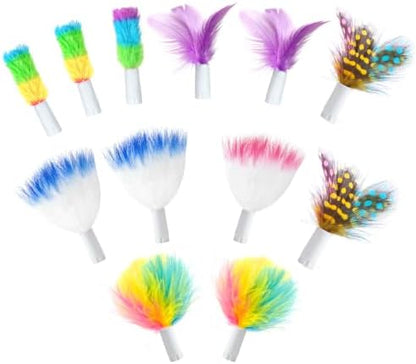 ORSDA 12Pcs Feathers Replacement and Soft Furry Accessories ONLY Fits T65/T68 Model, Interactive Toys for Indoor Cats-NOT fits for Other Brand Toys