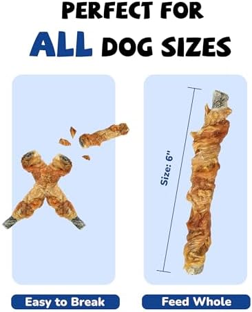 PAWUP Dog Treat Chicken Wrapped Cod Skins, Fish Chews Rolls for Medium Dogs, Healthy, Rawhide-Free, 21 oz