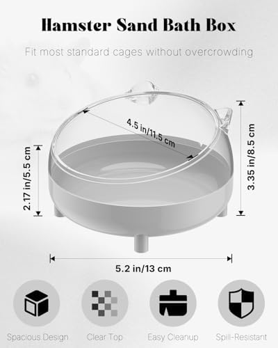 Pawfly Hamster Sand Bath Container, Hamster Sand Bath Box, Hamster Bathtub, Hamster Bathroom, Hamster Toilet, Plastic Dust Bath for Dwarf Hamsters, Syrian Hamsters, Mice, Gerbils & Small Animals