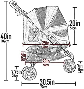 Pet Gear No-Zip Special Edition 3 Wheel Pet Stroller for Cats/Dogs, Zipperless Entry, Easy One-Hand Fold, Removable Liner, Cup Holder, Willow