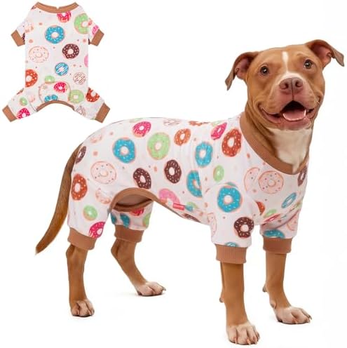 KYEESE Velvet Dog Pajamas for Large Dogs Soft Onesie Shirt, Donut
