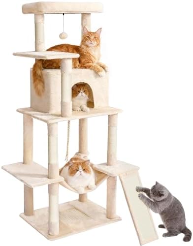 ABCPET 63" Multi-Level Cat Tree Tower for Indoor Cats, Beige