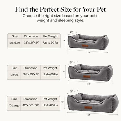 Modern Threads Luxury Dog Bed - Comfortable Tufted Velvet Cushion for Small to Large Dogs - Machine Washable - Durable & Cute Sleep Space for Pets - Pamper Your Pet with Cozy Beds - Charcoal
