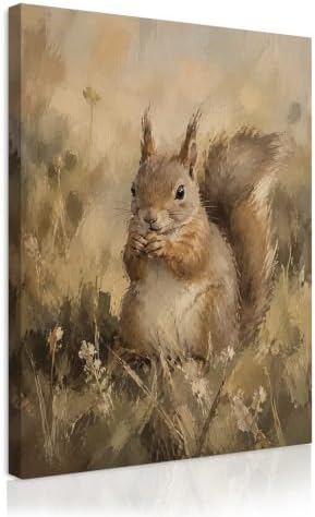 Squirrel Canvas Wall Art 12x18 Inch, Framed Wall Art for Living Room