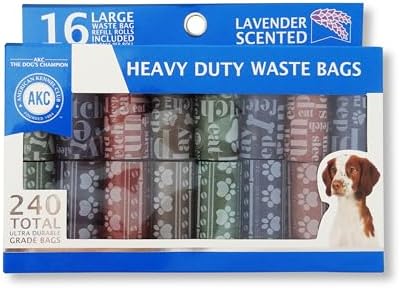 AKC Dog Poop Bags - Leak Proof Pet Waste Bags - 16 Refill Rolls - Lavender Scent - 240 Count (Assorted)