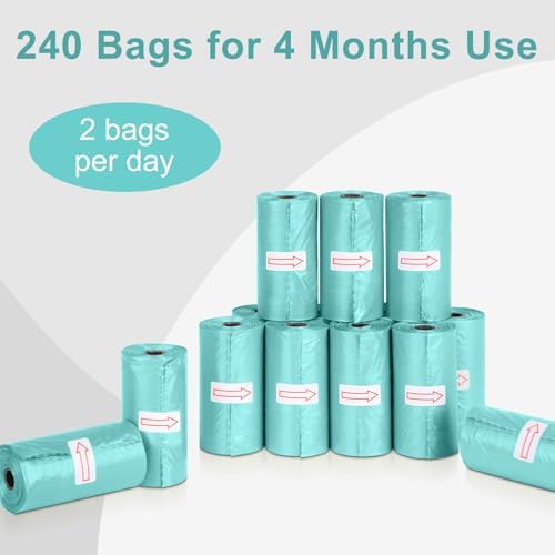Toplive Dog Poop Bags Rolls, Dogs Waste Bag for Dog Doggie, Thick & Leak-Proof Poop Bag Doggy for Outdoor Puppy Walking and Travel, 16 Rolls (240 Bags), Blue