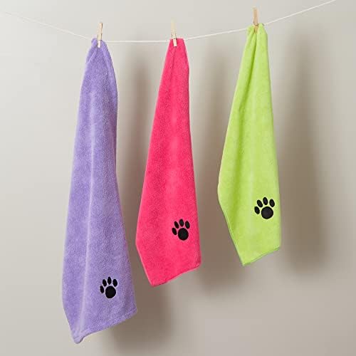 Bone Dry Pet Grooming Microfiber Towel, Embroidered Collection, X-Large,41x23.5, Lettuce Green (Pack of 2)