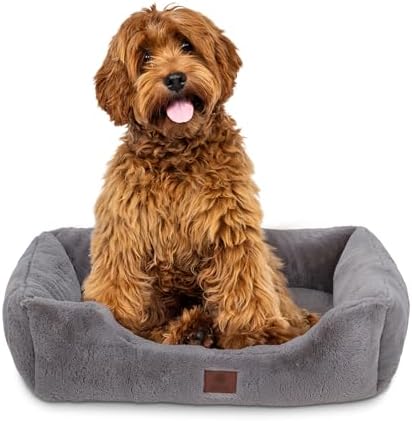 AKC Plush Cuddler Dog Bed, Low-Profile Entrance, Medium Dogs, Gray, 30"