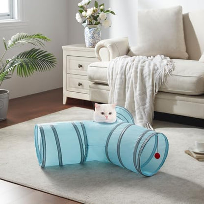 Cat Tunnels for Indoor Cats 3 Way Play Toy Kitty Tunnel Peek Hole Toy with Ball for Cat Tube Fun for Rabbits Kittens and Dogs