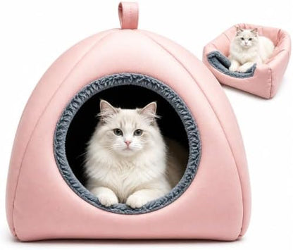 Cat Caves for Indoor Cats, Pink Cat Cave House for Kittens and Small Dogs