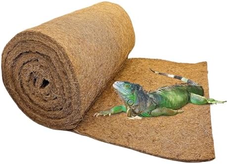 Hamiledyi 118x15.7in Reptile Carpet Coconut Fiber Substrate Large Coco Liner Roll Lizard Cage Mat Natural Coco Fiber Bedding for Bearded Dragon Turtles Iguana Tortoise Pad Garden Decoration