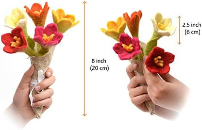 Glaciart One Felt Lily Flowers Artificial Bouquet - 5 pcs|Reusable, Washable and Essential Oil Ready Multi Color Artificial Flowers w/Bendable Wire Stem |Great as Gift and Home or Event Decorations