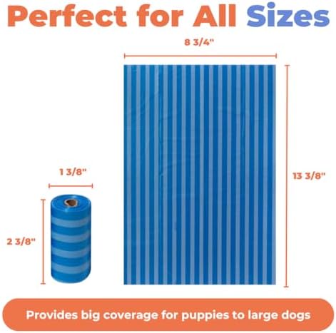 Best Pet Supplies Poop Bags for Dogs - Blue Strips, 240 Count