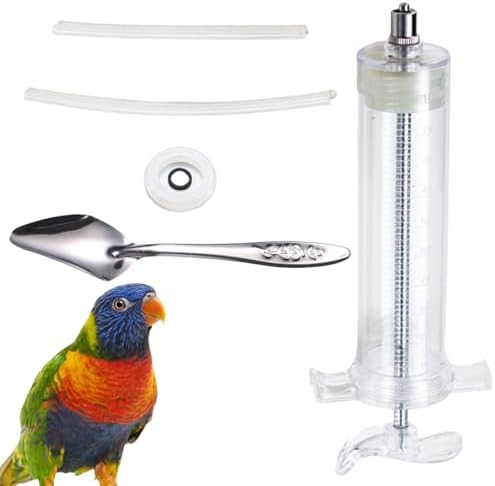 Baby Bird Feeding Syringe Set, Small Pet Parrot Feeding Tubes for Birds, Hand Feeding Tubes Kit Parrot Feeder Food Feeding & Watering Supplies for Small Pet Baby Birds (100ML)