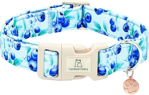 Lionheart glory Dog Collar Blueberries Print Collar for Small Dogs Spring Summer Female or Male Collars Pets Gift Adjustable Heavy-Duty Cute Pet Collars
