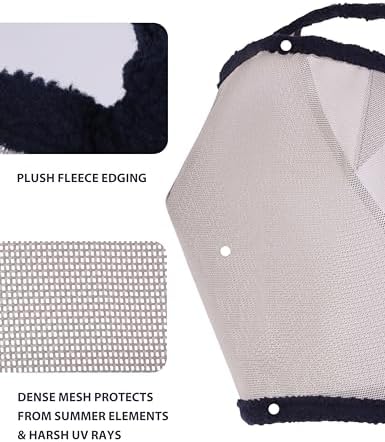 Harrison Howard All Round Mesh Horse Fly Mask UV Protective with Fleece Padded Edging Original Grey S