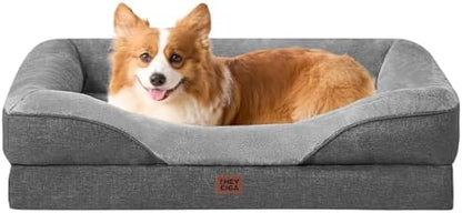 EHEYCIGA Orthopedic Dog Bed for Medium Dog, Memory Foam Dog Couch, Grey
