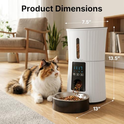 NEWBULIG Automatic Cat Feeder with APP 4L Small Dog Food Dispenser, White