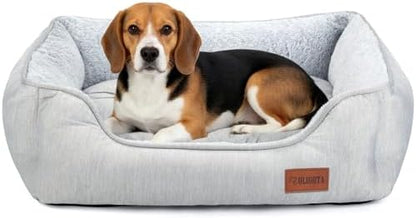 Dog Bed for Large Medium Dogs with Cool to Touch Fabric， Soft Calming Cat Beds for Indoor Cats， Reversible Square Pet Bed for Puppy, Machine Washable Non-Slip Bottom L