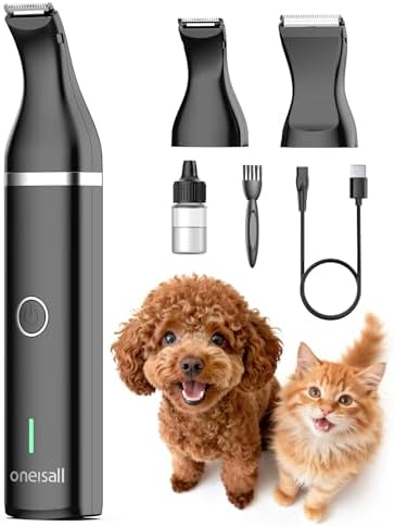 oneisall Dog Paw Trimmer, Small Dog Clippers with Double Blades (Black)
