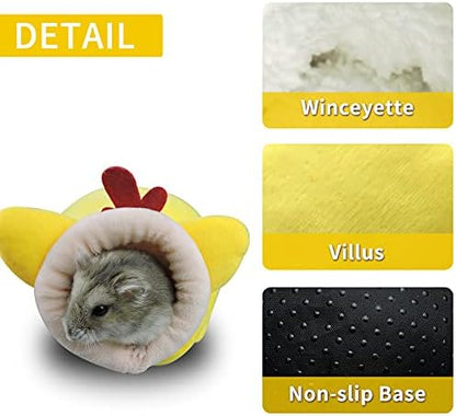 WishLotus Mini Soft and Warm Hamster House - Cute Non-Slip Sleeping Nest for Dwarf Hamsters, Mini Hedgehogs and Small Pets (Yellow)