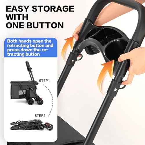 Pet Stroller Cat Dog Stroller Travel Folding Pet Carriers（Black）