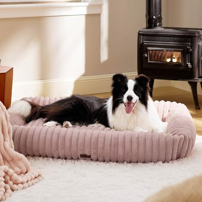 Bedsure ComfyFleece™ Cute XL Dog Beds for Extra Large Dogs，43in Blush Pink