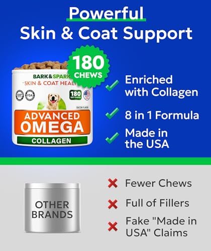 Advanced Omega 3 + Collagen for Dogs - Fish Oil for Skin & Joints Health