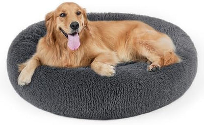 Dog Bed, Cat Calming Bed, Faux Fur Pillow Pet Donut Cuddler Round Plush Bed for Large Medium Small Dogs and Cats