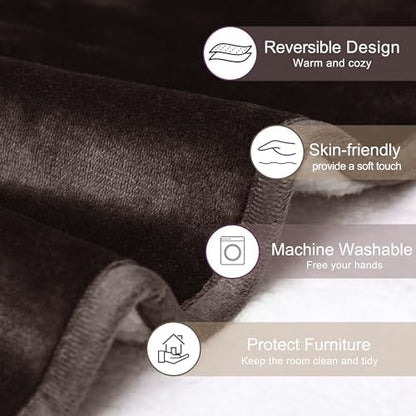 gogobunny Waterproof Bed Blanket, Reversible Sherpa Fleece Throw Blanket for Dog Puppy Cat, Furniture Cover Protects Bed Couch Sofa from Liquid Pee and Pet Fur (Dark Brown, 30x40 inches)