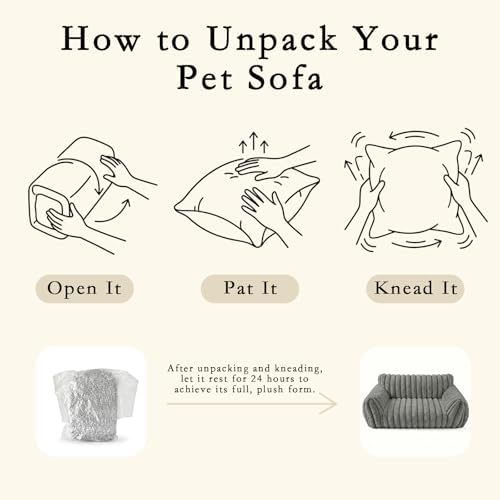 Dog Couch for Indoor Dogs,Cute Dog Bed Cover Fully Removable and Machine Washable, Supportive Faux Rabbit Fur Dog Sofa with Non-Slip Base, Dog Friendly Couch