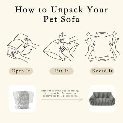 Dog Couch for Indoor Dogs,Cute Dog Bed Cover Fully Removable and Machine Washable, Supportive Faux Rabbit Fur Dog Sofa with Non-Slip Base, Dog Friendly Couch