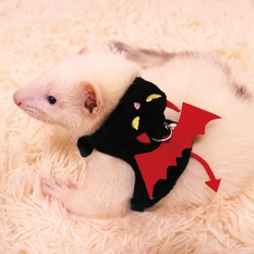 Small Animal Harness and Leash Set, Adjustable Escape Proof Ferret Harness Vest for Adult Ferret, Meerkat, King Squirrel & Fancy Rat, Soft Comfortable Pet Walking Harness with Leash