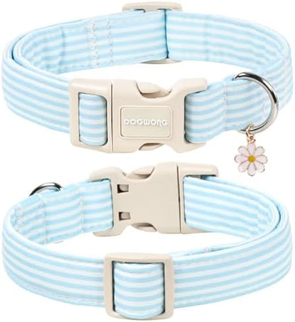 DOGWONG Blue Boy Girl Beach Dog Collar for Small Medium Large Dogs L