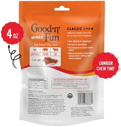 Good 'n' Fun Wings Long-Lasting Dog Treat Made With Real Protein, 4 oz