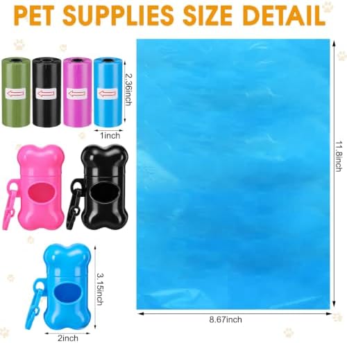 Teling 3000 Count Dog Poop Bags with 3 Dispensers, Colourful