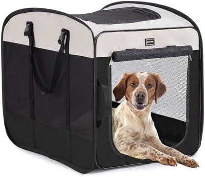 DONORO Dog Kennels and Crates for Medium Dogs, Portable Pop Up Indoor Pet Cage with Sturdy Wire Frame, Collapsible Travel Crate Soft Sided Cat Bag Escape Proof (Black, 32.0" L x 21.0" W x 26.0" H)