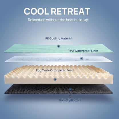 Cooling Dog Beds Large Sized Dog, Extra Large Comfy Flat Puppy Beds with Removable Washable Cover, 44 x 32 Inch Orthopedic Egg Crate Foam Pet Mat, Suitabe for Pet Up to 100 lbs, Light Aqua