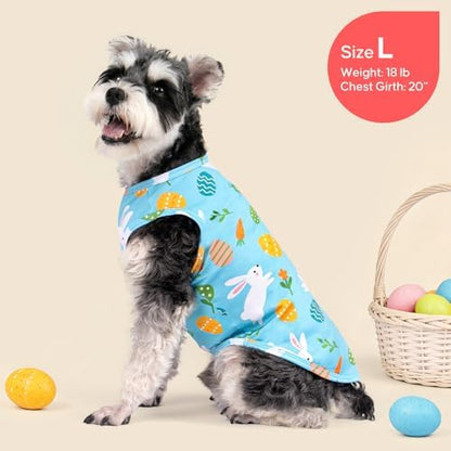 KYEESE 2Pack Easter Dog Shirt, Breathable Tank Top Sleeveless Dog T Shirts for Small Dogs Boy Girl, Lightweight Dogs Clothes Pet Outfit for Holiday, Blue+Bunny, M